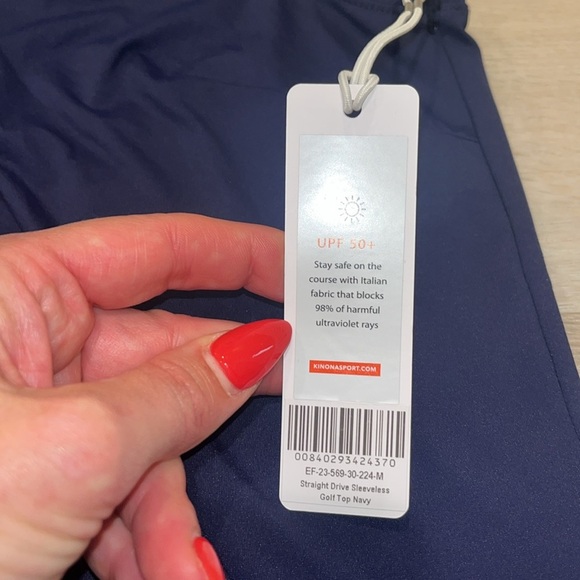 Kinona NWT Luxury Golf and Life Straight Drive sleeveless top navy blue UPF 50+ - Picture 2 of 10